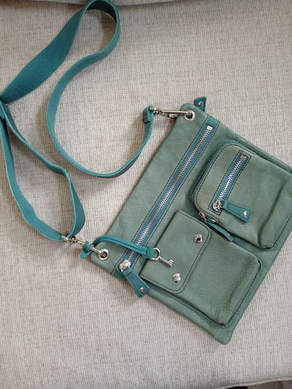 Fossil Teal Green Leather Crossbody Bag 🗝️
